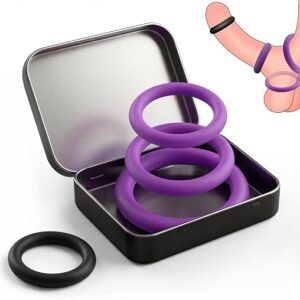 Four-piece liquid silicone penis ring set in different sizes