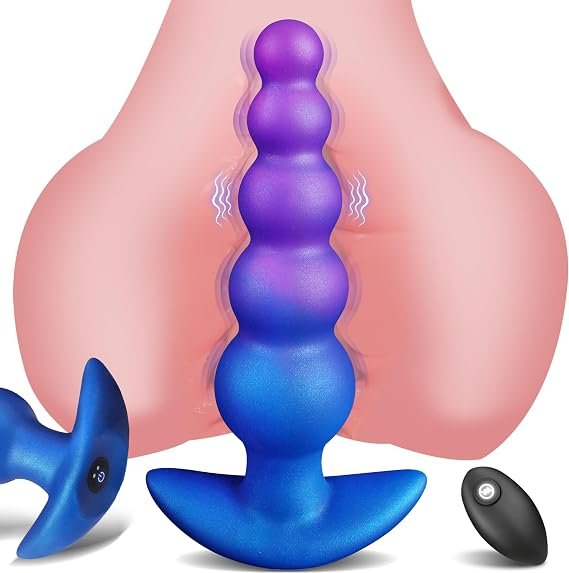 5-Bead Prostate Massager with gradient purple-blue finish