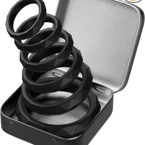 Six-piece silicone penis ring set with multiple sizes