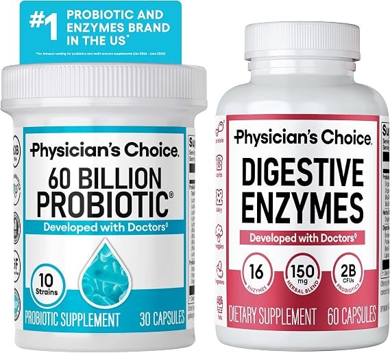 60 Billion CFU Probiotic and Digestive Enzymes Bundle for digestive wellness