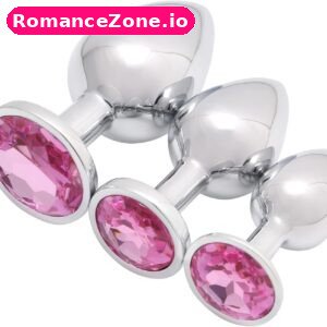 Metal Butt Plugs with Pink Gems