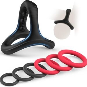 Seven-piece silicone cock ring set with multiple ring sizes