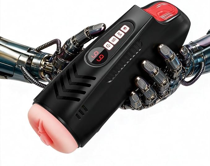 Adjustable realistic male masturbator H5762 in black
