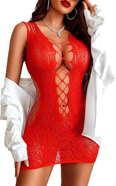 Avidlove women's rhinestone fishnet bodycon mini dress
