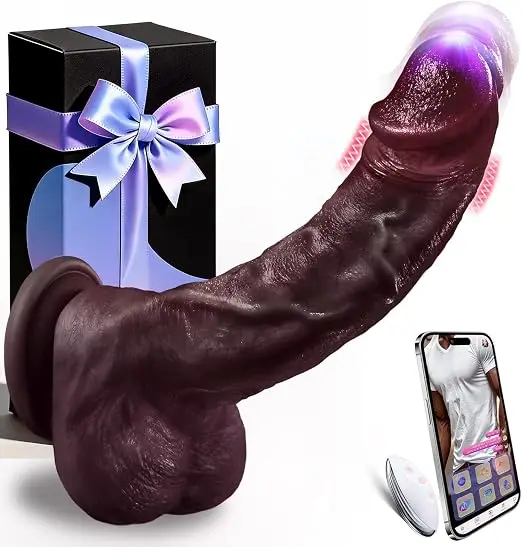 Curved glans thrusting dildo vibrator with realistic design