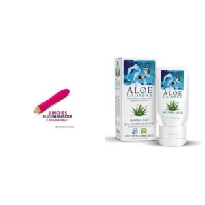 6 Inch Silicone Vibrator + Aloe Cadabra Personal Lubricant Combo