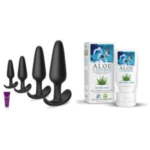 4 Piece Butt Plug Set + Aloe Cadabra Personal Lubricant Combo