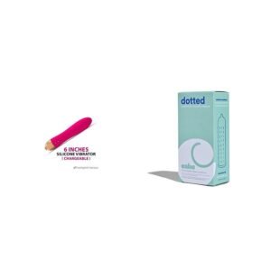 6 Inch Silicone Vibrator + Cake Ribbed Condoms Combo