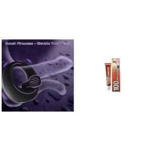 Black App Cock Ring Set + 100 Minutes Power Delay Cream Combo