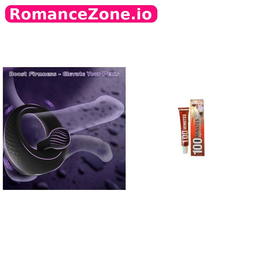 Black App Cock Ring Set + 100 Minutes Power Delay Cream Combo
