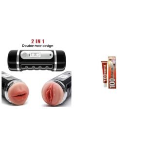2 in 1 Double Hole Pocket Pussy + 100 Minutes Power Delay Cream Combo