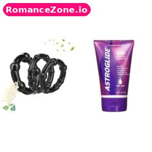 Black Beaded Cock Rings + Astroglide Gel Personal Lubricant Combo
