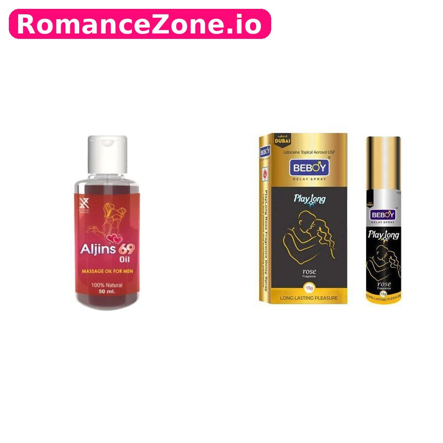 Aljins 69 Massage Oil for Men + Beboy Delay Spray Combo