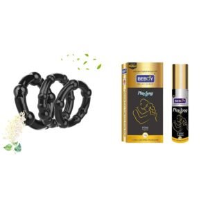 Black Beaded Cock Rings + Beboy Delay Spray Combo
