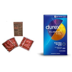 48000 Delay Tissue + Durex Classic XXL Condoms 12 Pack Combo