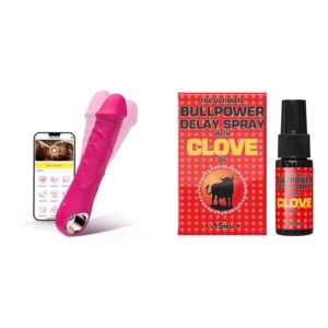 Bggood Dildo Realistic Vibrator + Bullpower Delay Spray with Clove Oil Combo