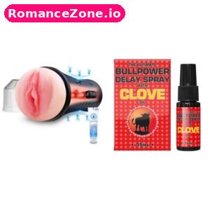 Automatic Flesh Masturbator + Bullpower Delay Spray with Clove Oil Combo