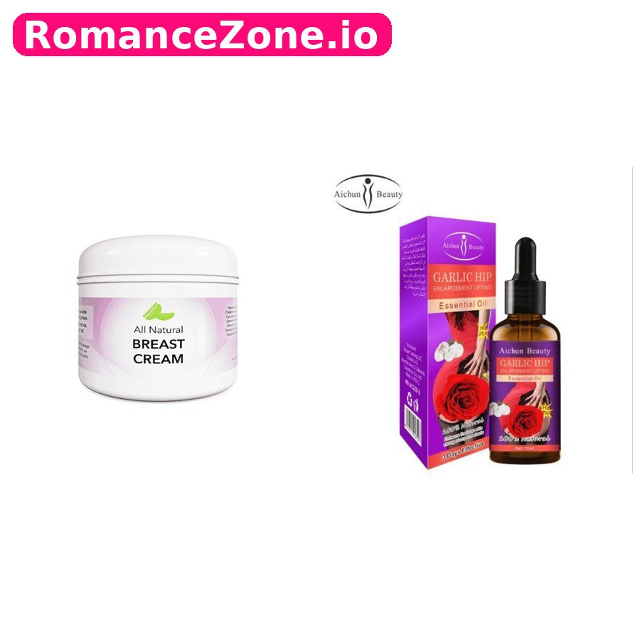 All Natural Breast Cream + Garlic Hip Enlargement Oil Combo