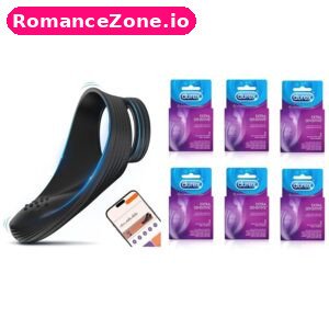 Black App Couples Vibrator + Durex Extra Sensitive Condoms 6 Pack Combo