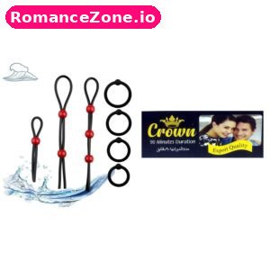 Black Cock Ring and Lasso Set + Crown Delay Cream Combo