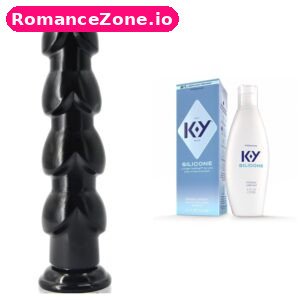 Black Beaded Anal Dildo + K-Y Silicone Lubricant Combo