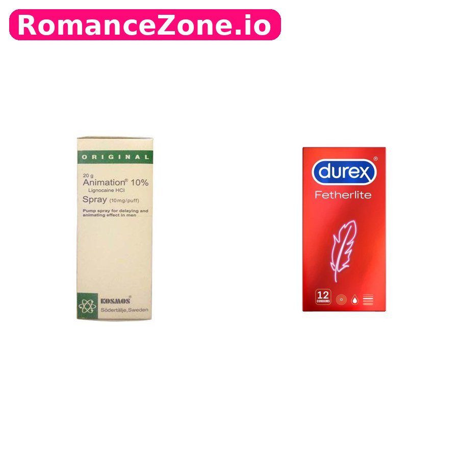 Animation Delay Spray + Durex Fetherlite Condoms 12 Pack Combo