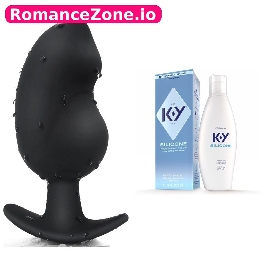 Black Curved Butt Plug + K-Y Silicone Lubricant Combo
