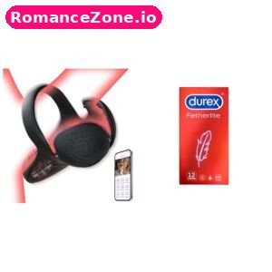 Black App Couples Vibrator + Durex Fetherlite Condoms 12 Pack Combo