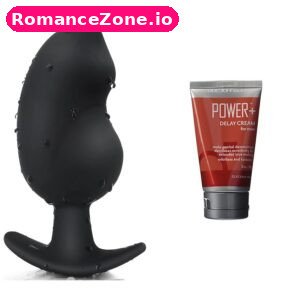 Black Curved Butt Plug + Doc Johnson Power Plus Delay Cream Combo