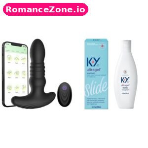 Black App Prostate Massager + KY Ultragel Slide Lubricant Combo