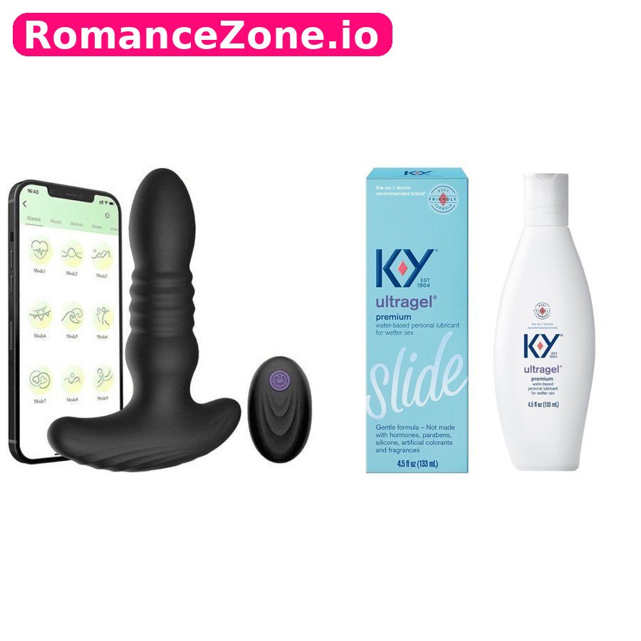 Black App Prostate Massager + KY Ultragel Slide Lubricant Combo