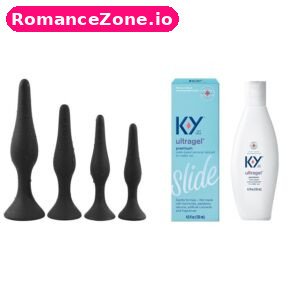 Black Graduated Butt Plug Set + KY Ultragel Slide Lubricant Combo