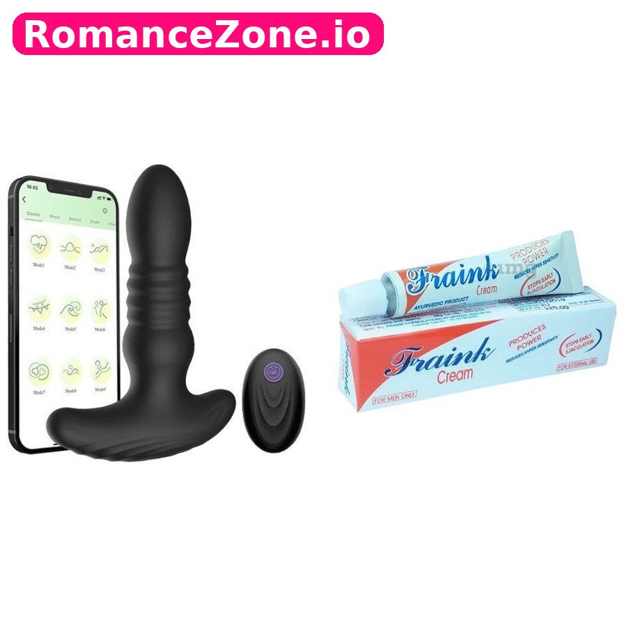 Black App Prostate Massager + Fraink Delay Cream Combo