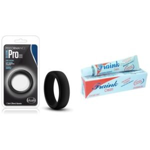 Black Silicone Pro Cock Ring + Fraink Delay Cream Combo