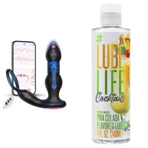 Black App Thrusting Vibrator + Lube Life Cocktails Lubricant Combo