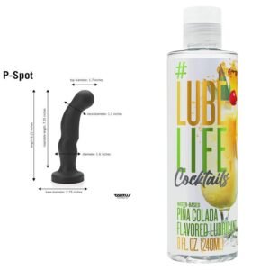Black P-Spot Dildo + Lube Life Cocktails Lubricant Combo