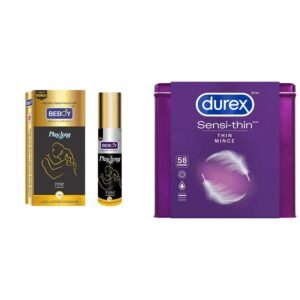 Beboy Delay Spray + Durex Sensi-Thin Condoms 58 Pack Combo