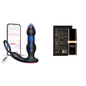 Black App Thrusting Vibrator + iVirGo Delay Spray Combo