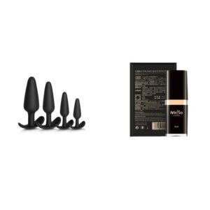 Black Graduated Butt Plug Set of 4 + iVirGo Delay Spray Combo