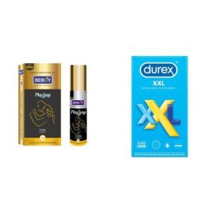 Beboy PlayLong Delay Spray + Durex XXL Condoms 12 Pack Combo