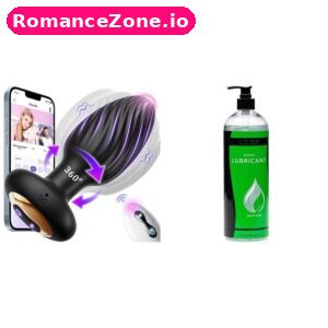 Black Rotating Butt Plug with App + Lynk Anal Lubricant Combo