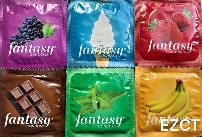 Fantasy Flavored Condoms Pack containing 48 assorted flavored condoms