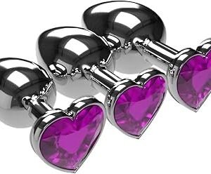 Heart-Shaped Aluminum Butt Plug Set with three size options