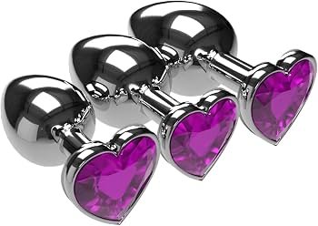 Heart-Shaped Aluminum Butt Plug Set with three size options