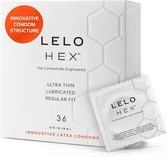HEX Original Natural Latex Condoms with Hexagonal Web Design