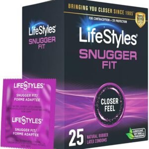 Lifestyles snugger fit condom design with reservoir tip