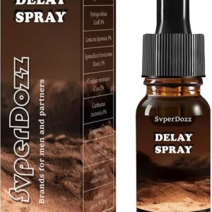 Close-up of a portable men's delay spray bottle