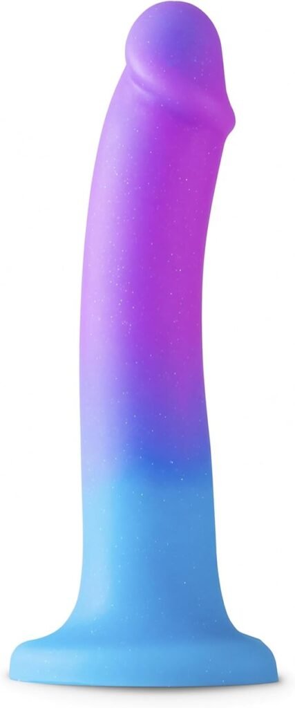 OIXGIRL gradient silicone dildo with a purple-and-blue finish and smooth surface