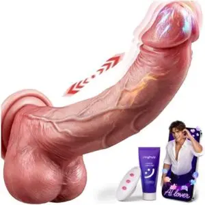 PRO thrusting dildo vibrator in blush pink with curved shaft design