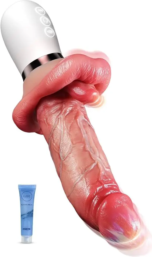 Realistic dual stimulation thrusting dildo vibrator
